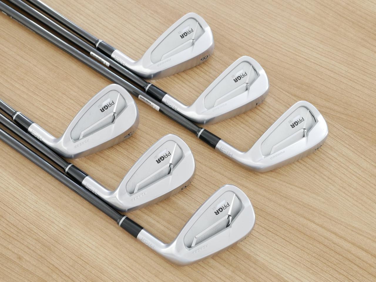 Iron set : PRGR : ชุดเหล็ก PRGR 03 Forged (รุ่นล่าสุด ปี 2024 ตีง่าย ไกลมากๆๆ) มีเหล็ก 6-Pw,AW (6 ชิ้น) ก้านกราไฟต์ Mitsubishi Diamana Flex R