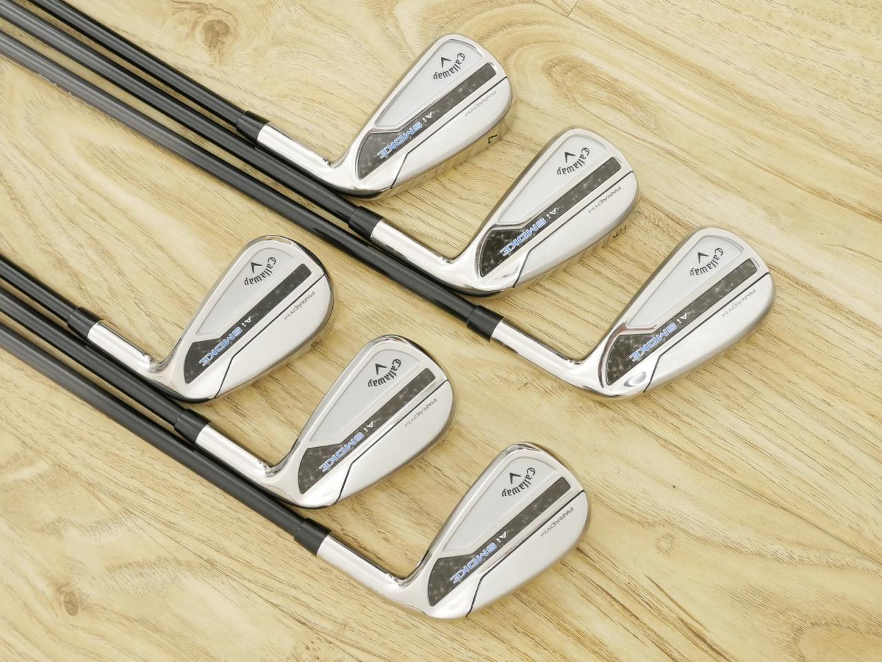 Iron set : Callaway : ชุดเหล็ก Callaway Paradym Ai Smoke (รุ่นล่าสุด ออกปี 2024 ตีง่ายมาก ไกล Japan Spec.) มีเหล็ก 5-Pw (6 ชิ้น) ก้านกราไฟต์ Fujikura TENSEI 50 Flex R