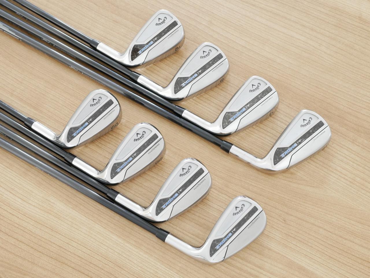 Iron set : Callaway : ชุดเหล็ก Callaway Paradym Ai Smoke (รุ่นล่าสุด ออกปี 2024 ตีง่ายมาก ไกล Japan Spec.) มีเหล็ก 6-Pw,Aw,Gw,Sw (8 ชิ้น) ก้านกราไฟต์ Fujikura TENSEI 50 Flex R