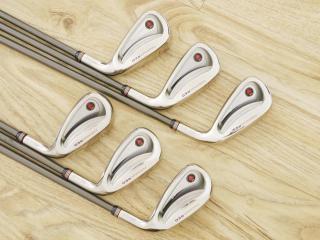 Iron set : PRGR : ชุดเหล็ก PRGR Premium Red TR-X 505 (รุ่นท็อป หน้าเด้ง ตีง่ายไกลมาก) มีเหล็ก 5-Pw (6 ชิ้น) ก้านกราไฟต์ Flex S 