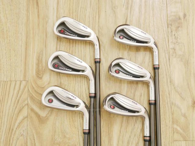 Iron set : PRGR : ชุดเหล็ก PRGR Premium Red TR-X 505 (รุ่นท็อป หน้าเด้ง ตีง่ายไกลมาก) มีเหล็ก 5-Pw (6 ชิ้น) ก้านกราไฟต์ Flex S 